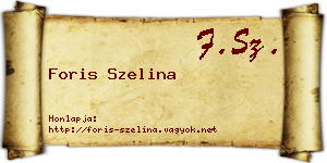 Foris Szelina névjegykártya